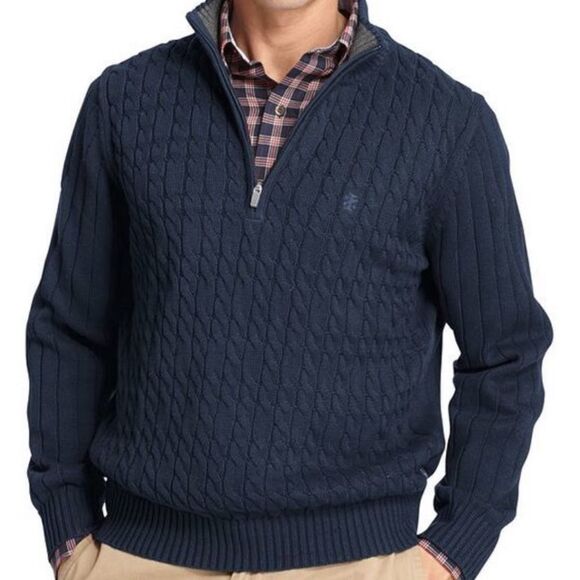 NWT Izod Men's Cable Knit Quarter-Zip Sweater Size XXL - Picture 1 of 10